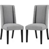 Baron Dining Chair in Light Gray Fabric w/ Nailhead (Set of 2)