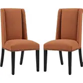 Baron Dining Chair in Orange Fabric w/ Nailhead (Set of 2)