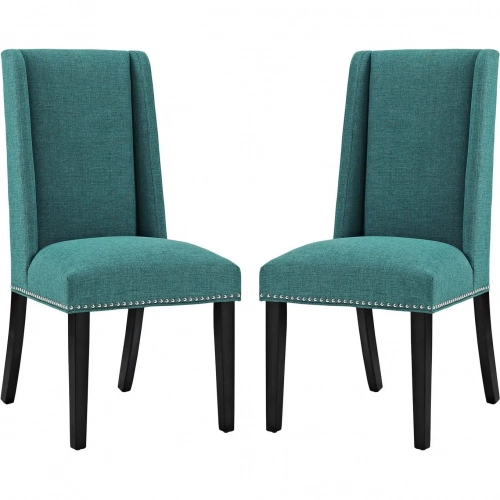 Baron Dining Chair in Teal Fabric w/ Nailhead (Set of 2)