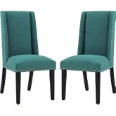 Baron Dining Chair in Teal Fabric w/ Nailhead (Set of 2)