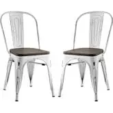 Promenade Dining Chair in Distressed White Steel & Bamboo (Set of 2)