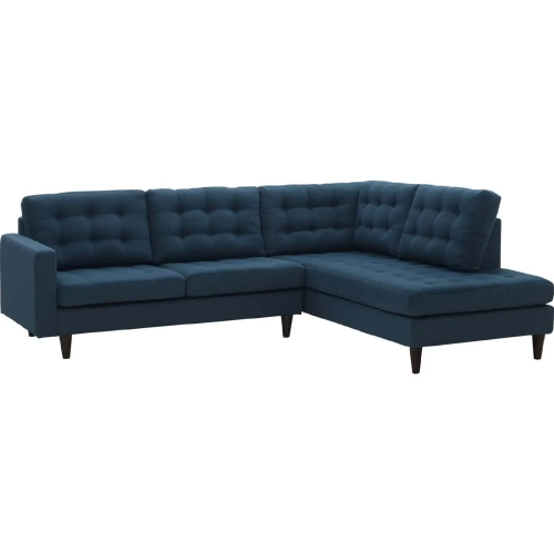 Empress Sectional Sofa w/ Right Facing Chaise in Tufted Azure Blue Fabric