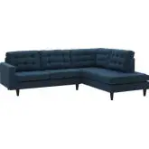 Empress Sectional Sofa w/ Right Facing Chaise in Tufted Azure Blue Fabric