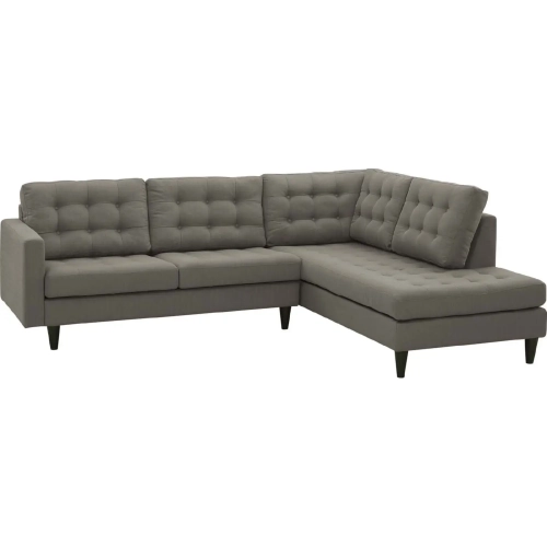 Empress Sectional Sofa w/ Right Facing Chaise in Tufted Granite Fabric