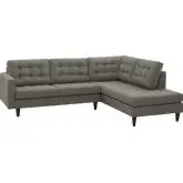 Empress Sectional Sofa w/ Right Facing Chaise in Tufted Granite Fabric