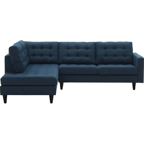 Empress Sectional Sofa w/ Left Facing Chaise in Tufted Azure Blue Fabric