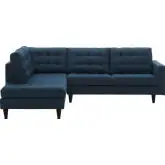 Empress Sectional Sofa with Left Facing Chaise in Tufted Azure Blue Fabric