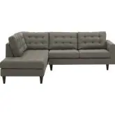 Empress Sectional Sofa with Left Facing Chaise in Tufted Granite Fabric