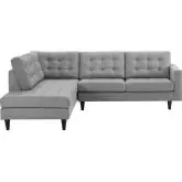 Empress Sectional Sofa w/ Left Facing Chaise in Tufted Light Gray Fabric