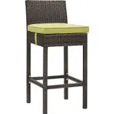 Conduit Outdoor Patio Bar Stool in Wicker Rattan & Peridot Fabric