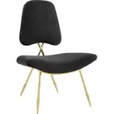 Ponder Lounge Chair in Black Velvet on Gold Legs