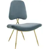 Ponder Lounge Chair in Sea Velvet on Gold Legs