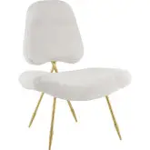 Ponder Lounge Chair in White Sheepskin on Gold Legs