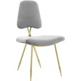 Ponder Dining Chair in Gray Velvet on Gold Legs