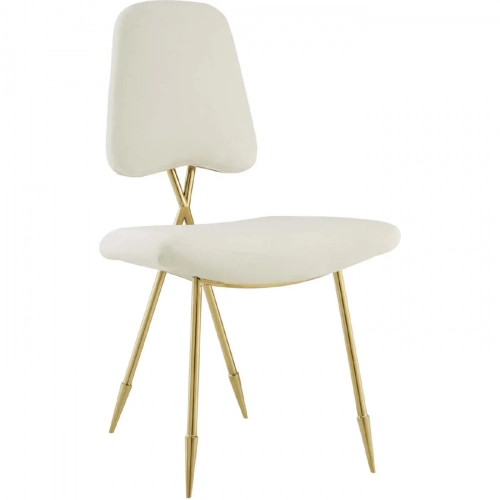 Ponder Dining Chair in Ivory Velvet on Gold Legs