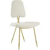 Ponder Dining Chair in Ivory Velvet on Gold Legs