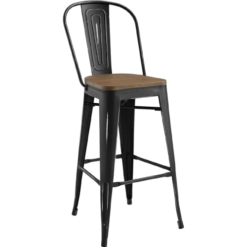 Promenade Bar Stool in Antique Black Powder Coated Metal & Bamboo