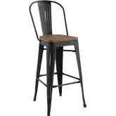 Promenade Bar Stool in Antique Black Powder Coated Metal & Bamboo