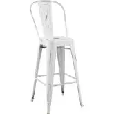 Promenade Bar Stool in Antique Powder Coated White Metal