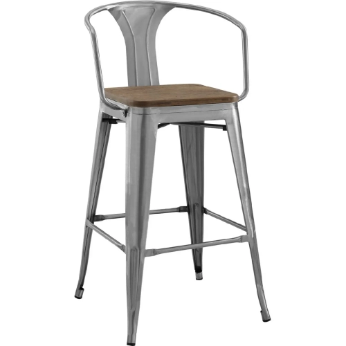 Promenade Bar Stool in Antique Gunmetal Powder Coated Metal & Bamboo