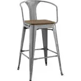 Promenade Bar Stool in Antique Gunmetal Powder Coated Metal & Bamboo