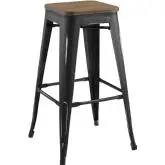 Promenade Bar Stool in Antique Black Powder Coated Metal & Bamboo