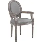 Emanate Vintage French Dining Arm Chair in Light Gray Fabric