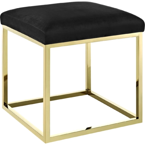 Anticipate Ottoman in Black Velvet on Gold Stainless