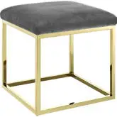 Anticipate Ottoman in Gray Velvet on Gold Stainless