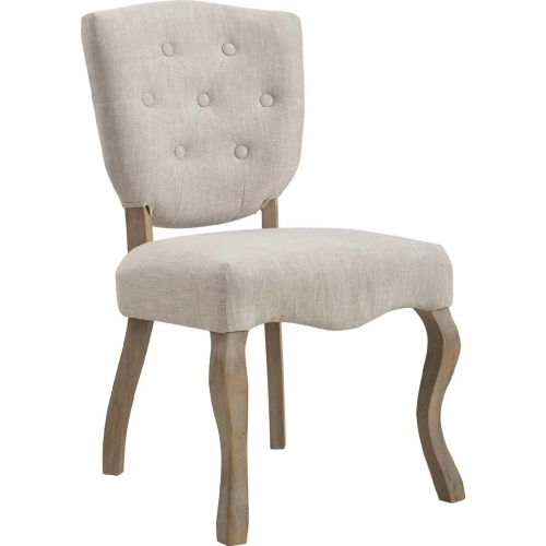 Array Dining Chair in Beige Vintage French Fabric on Weathered Legs