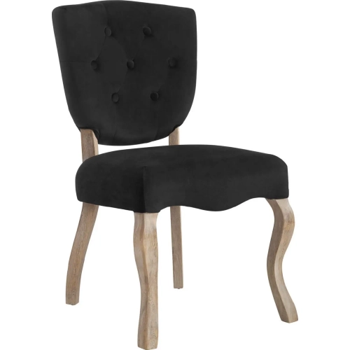 Array Dining Chair in Black Vintage French Velvet on Weathered Legs