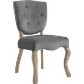 Array Dining Chair in Gray Vintage French Velvet on Weathered Legs