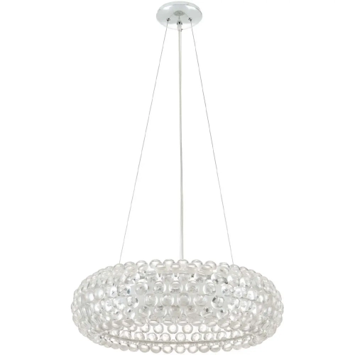 Halo 25" Pendant Chandelier in Chrome w/ Acrylic Balls & White Glass Shade