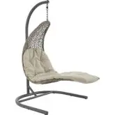 Landscape Outdoor Hanging Swing Chair in Poly Rattan & Beige Fabric