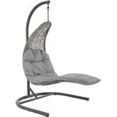 Landscape Outdoor Hanging Swing Chair in Poly Rattan & Grey Fabric