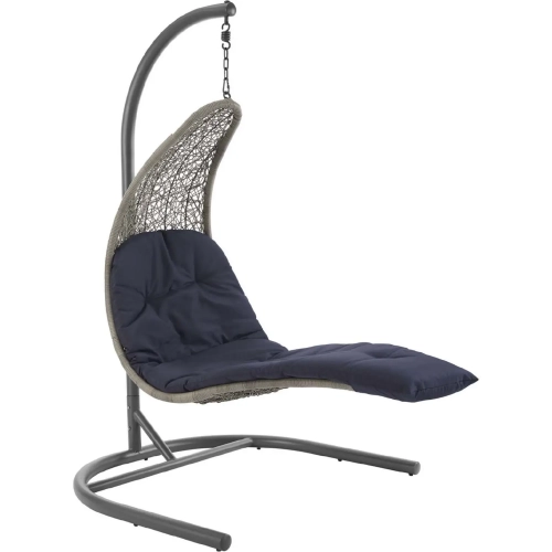 Landscape Outdoor Hanging Swing Chair in Poly Rattan & Navy Fabric