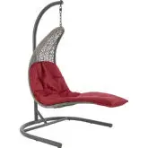 Landscape Outdoor Hanging Swing Chair in Poly Rattan & Red Fabric