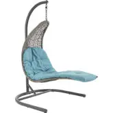 Landscape Outdoor Hanging Swing Chair in Poly Rattan & Turquoise Fabric