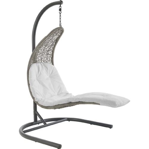 Landscape Outdoor Hanging Swing Chair in Poly Rattan & White Fabric