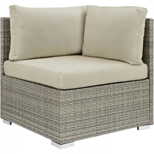 Repose Outdoor Corner in Poly Rattan & Beige Sunbrella &reg; Fabric