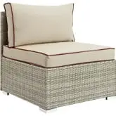 Repose Outdoor Armless Chair in Poly Rattan & Beige Fabric