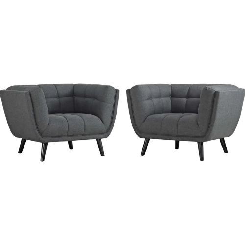 Bestow Arm Chair in Gray Fabric & Black Finish Legs (Set of 2)