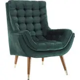 Suggest Lounge Chair in Button Tufted in Green Velvet