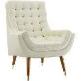 Suggest Lounge Chair in Button Tufted in Ivory Velvet