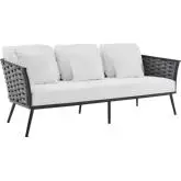 Stance Outdoor Sofa in Gray Metal & White Gray Fabric