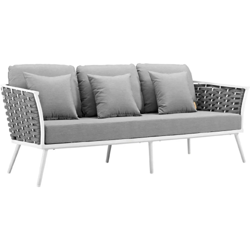 Stance Outdoor Sofa in White Metal & Gray Fabric