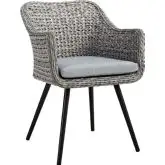 Endeavor Outdoor Patio Dining Arm Chair in Grey Rattan & Fabric