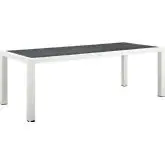 Stance Outdoor 90.5" Dining Table in White Aluminum & Grey Glass