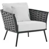 Stance Outdoor Accent Chair in Gray Metal & White Fabric