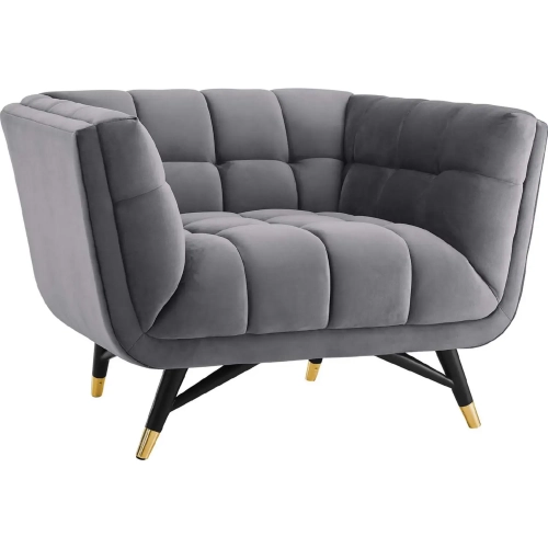 Adept Arm Chair in Tufted Grey Velvet